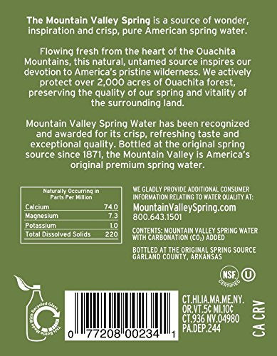 The Mountain Valley 1 Pack 12 NATURAL PURE FINE Sparkling Spring Water L.