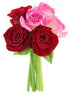 KaBloom - 6 Red and Pink Roses without vase - Fresh Flowers