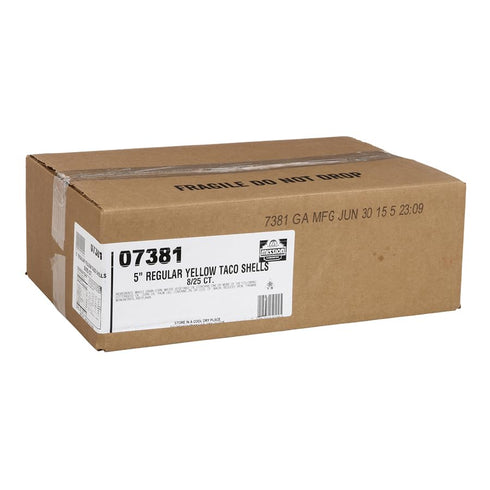 5 inch 25 pack 8 packs Mission Foods Regular Yellow CornTaco Shell, - per -- per case.