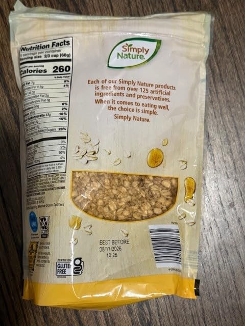 Generic Organic Oats & Honey Granola Cereal Non-GMO, USDA Organic, High Fiber Crunchy Granola Clusters for Breakfast