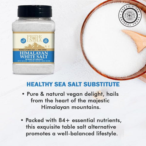 PACK 6 2.2 lbs (997.90 W/84+ Pride of India - of - Himalayan White Salt Fine Grind gm)- Rarest & Enriched Natural