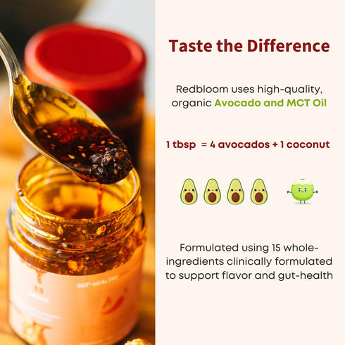 6oz (Pack 1) Redbloom Gut-Healthy Chili Crisp - Organic Chili Oil, No Seed Oils, Low-Fodmap, Vegan, Crunchy Hot Sauce