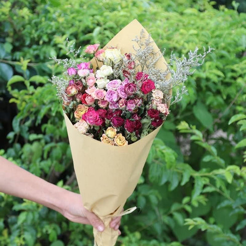 HXSCOO Bouquet Flowers Roses Bouquet of Natural Air Dried Nordic Wind Home Living Room Decoration Small and Fresh