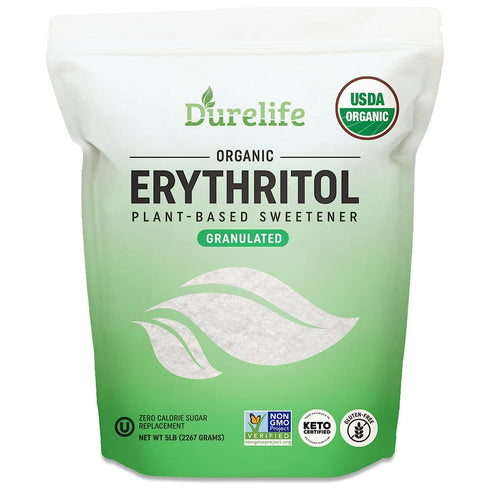 Durelife USDA organic erythritol sweetener, non gmo verified, Keto certified, No After