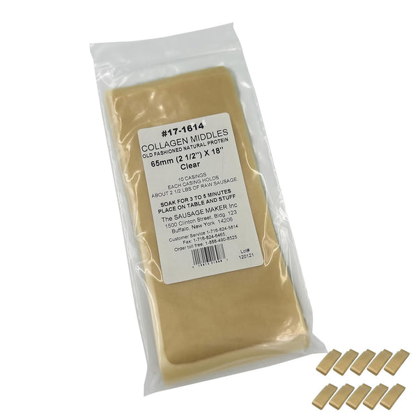 The Sausage Maker 65mm Clear Collagen Casings For Sausage Making - 10
