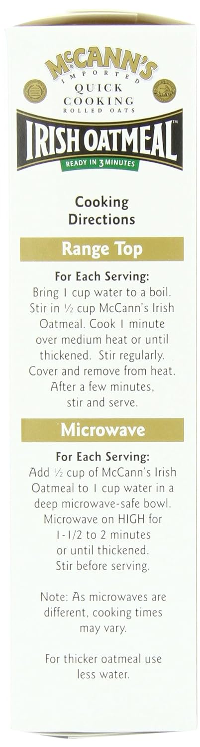 16-Ounce (Pack 6) McCANN'S Irish Oatmeal, Quick Cooking Rolled Oats, Boxes