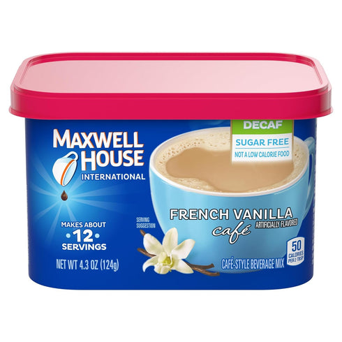 4.3 oz 4.4 oz Pack) Maxwell House Sugar-Free French Vanilla and Suisse Mocha Decaf Instant Coffee Beverage Mix