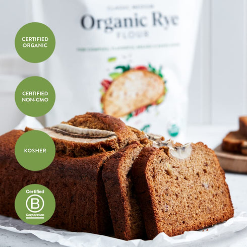 3 lbs 100% King Arthur Organic Medium Rye Flour - for Complex Flavorful Breads & Baked Goods - US Grown & Milled