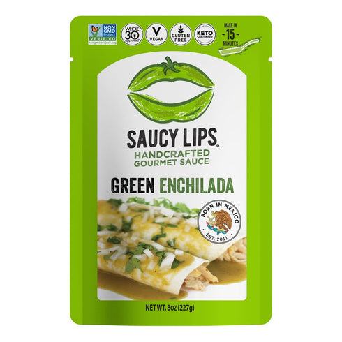 Saucy Lips Green Enchilada Sauce, 8oz - Tangy Tomatillo Mexican Blend, Handcrafted Salsa Verde