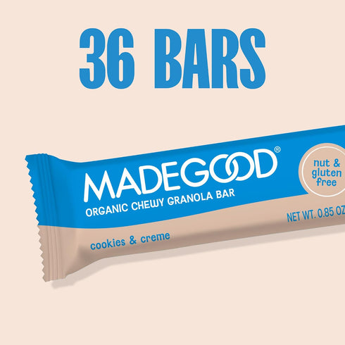 (36 Count, 0.85oz MadeGood Cookies & Creme Granola Bars Each) Contain Nutrients from Vegetables, Gluten Free