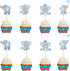 48pcs Blue Elephant Cupcake Toppers, Double Sided It is A Boy Picks for Elephant Theme Birthday Party Supplies