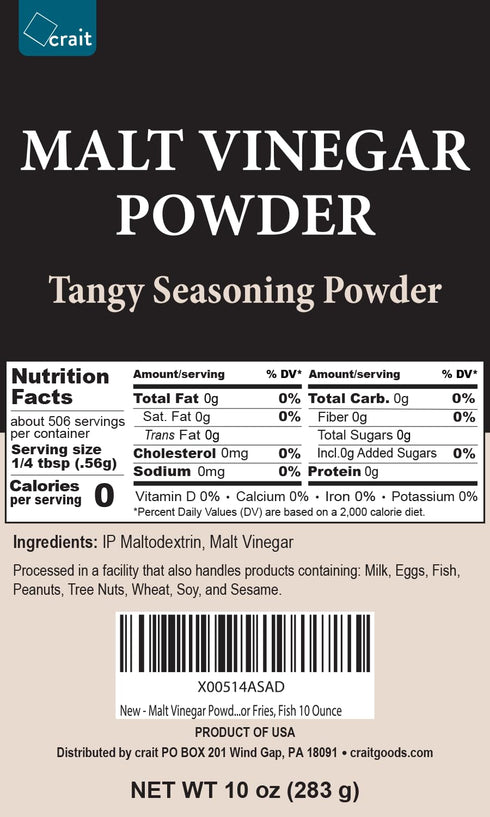 (10oz) Malt Vinegar Powder Malt Vinegar Seasoning for Fish and Chips Tangy Seasoning Powder for Fries, Fish - No Soggy