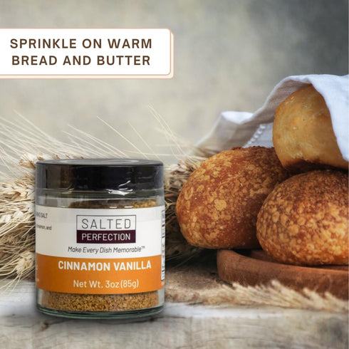 Salted Perfection 2.5 Cinnamon Vanilla Flavored Gourmet Finishing Salt - Fine Salt Flakes Natural Flavored Sea Salt