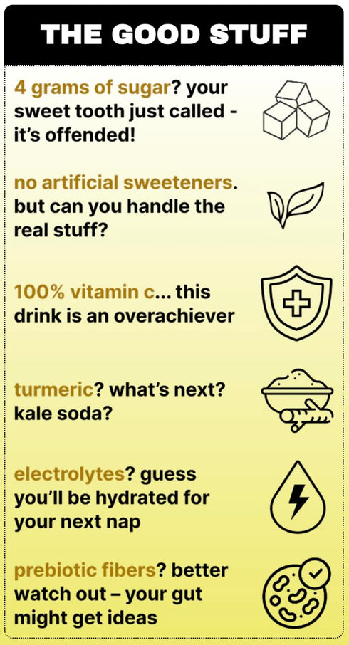 100% 12 oz Pack 12 Dont Drink - Lemon Ginger - Prebiotic Soda - Electrolytes, Vitamin C, Turmeric - fl Cans