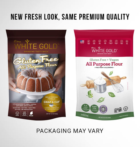 15.9 (2 Pack) Extra White Gold All Purpose Flour - Gluten Free Flour Blend for Baking and Cooking - Kosher, Vegan, Soy