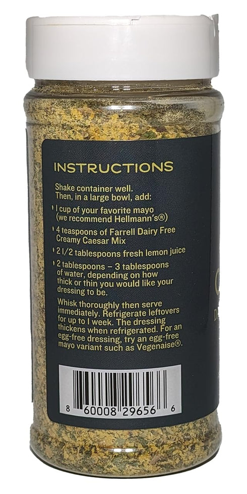 Dairy Free Creamy Caesar Dressing Mix by Farrell Specialty Foods – Dairy, Egg, Soy, Nut, & Sugar Free – Delicious Salad Dressing & Seasoning (Vegan 4.6 oz jar (130 g))