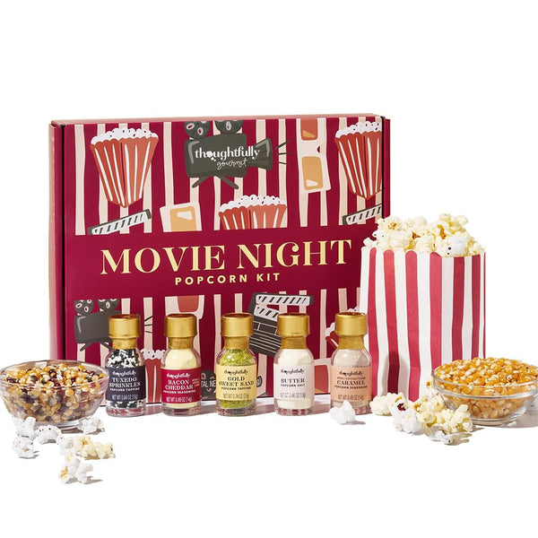 Thoughtfully Gourmet, Movie Night Popcorn Set, Includes Yellow and Mixed Popcorn Kernels,