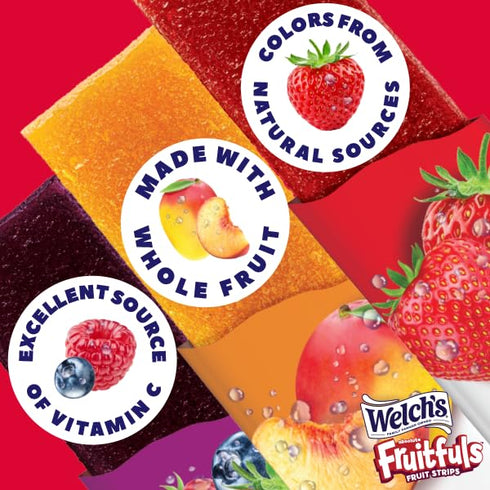 0.5oz (Pack 50) Welch's Absolute Fruitfuls Fruit Strips, Tasty Dried Fruit Snacks for School Lunches, Berry