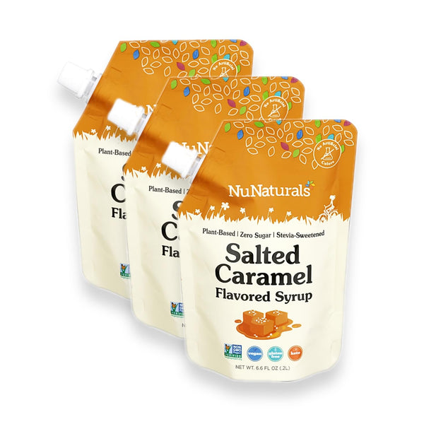 NuNaturals Stevia Syrup, Sugar-Free Sweetener, Plant-Based Sugar Substitute, Zero Calorie, Salted Caramel,