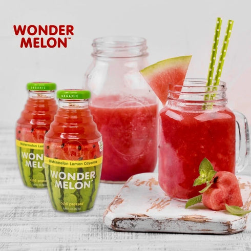 8.45oz (6 Pack) 100% Wonder Melon Organic Watermelon Juice with Lemon & Cayenne, Juice, Cold Pressed