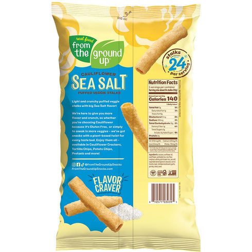 6 Count, 4oz Real Food From The Ground Cauliflower Stalks - Bags (Sea Salt)