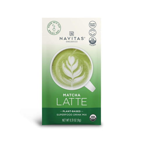 10 10 3.1 Navitas Organics Matcha Latte, Single Serve Pouches, Servings Organic, Non-GMO, Dairy-Free, Ounce