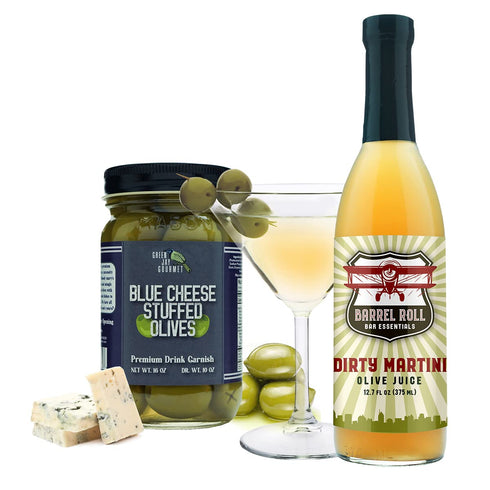 25.4 Barrel Roll Bar Essentials Cocktail Mixers - Dirty Martini Mix - Olive Brine - Handcrafted in the USA - Small