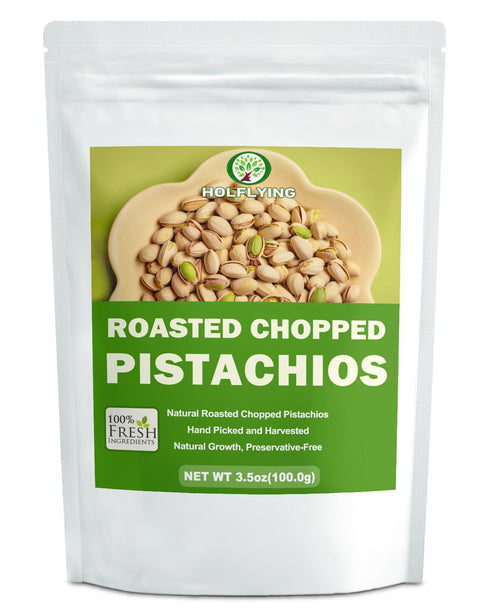 HOLFLYING Roasted Pistachio Chopped - 3.5 oz(100.0g), 3~5mm, All-Natural Pistachio for Tea, Snacking,