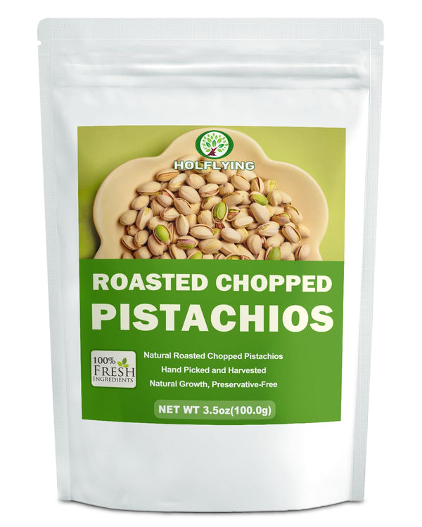 HOLFLYING Roasted Pistachio Chopped - 3.5 oz(100.0g), 3~5mm, All-Natural Pistachio for Tea, Snacking,
