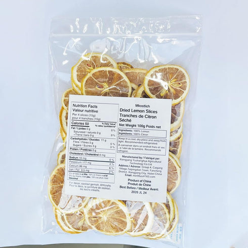 100g/3.52oz Mkostlich Dried Lemon Slices Bulk, Natural Dehydrated Lemon Slices for Cocktails Garnish/ Tea/ Baking, No