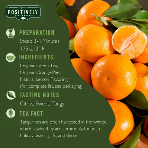 16 Organic Positively Tea Company, Green Tangerine, Green Tea, Loose Leaf, Ounce