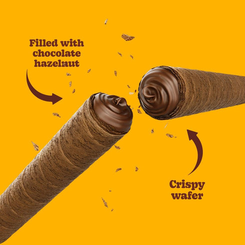 14.1 oz (Pack 1) Bauducco Wafer Rolls, Crispy Chocolate Wafer Rolls Filled with Creamy Hazelnut