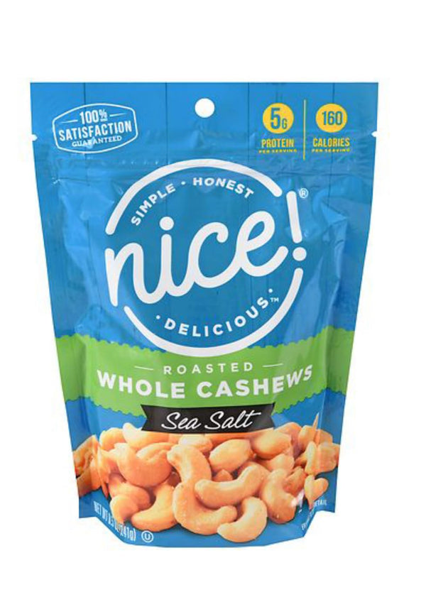 Generic Nice! Roasted Whole Cashews with Sea Salt, Premium Quality Nuts, 5g Protein