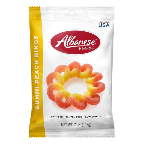 9 SHANI'S ROOTS SHOOTS Alba-nese Gummi Peach Rings Candy 7 oz Bag Fat Free, Gluten Free,