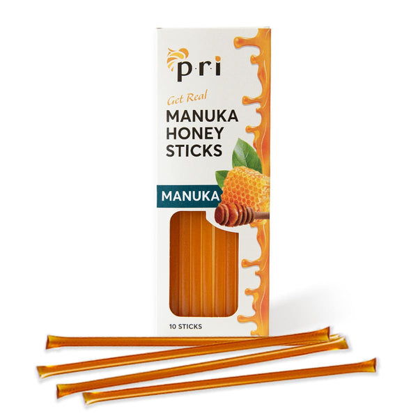 P.R.I Manuka Honey Sticks, Certified MGO 60+, Raw New Zealand Manuka Honey, 10ct, Perfect for On-the-Go