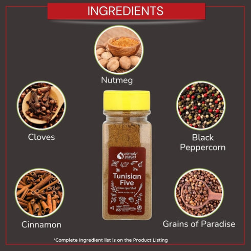 USimplySeason Tunisian Five Spice Blend, Qalat Daqqa, 4.8 oz Jar - Authentic Middle Eastern Spice Mix