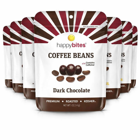 Happy Bites Dark Chocolate Covered Coffee Beans (5 oz / 8 Bags)
