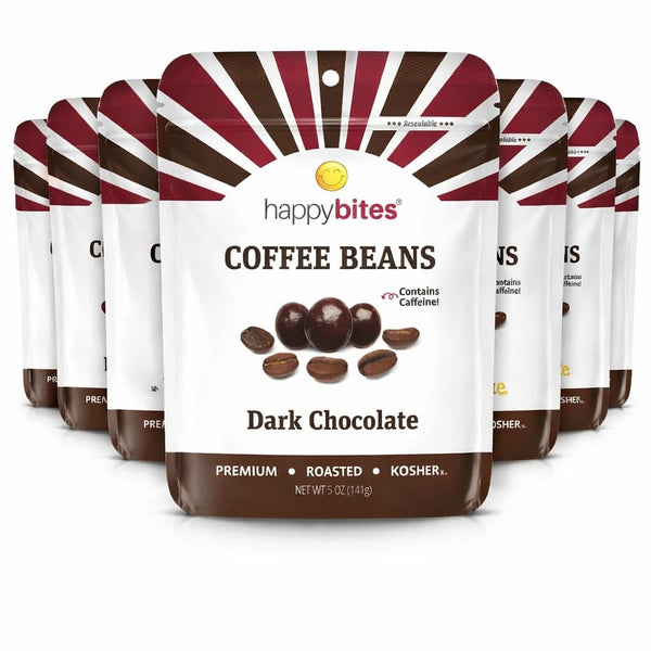 Happy Bites Dark Chocolate Covered Coffee Beans (5 oz / 8 Bags)