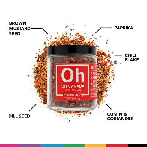 Spiceology - Oh Canada Steak Seasoning - All-Purpose BBQ Rubs, Spice Blends and Seasonings - Use on: Steak, Chicken, Pork, Steak, Bacon, Lamb, Burgers, and Meatloaf - 6 oz