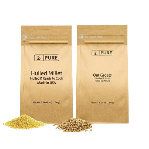 Pure Original Ingredients Oat Groats & Hulled Millet Bundle (3lb), Nutritional Breakfast,