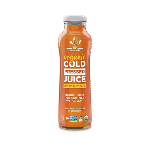 6 Pack) AllWellO Organic Cold Pressed Juice Drinks with Real Fruits and Vegetables Gluten Free Non-GMO Healthy Juices