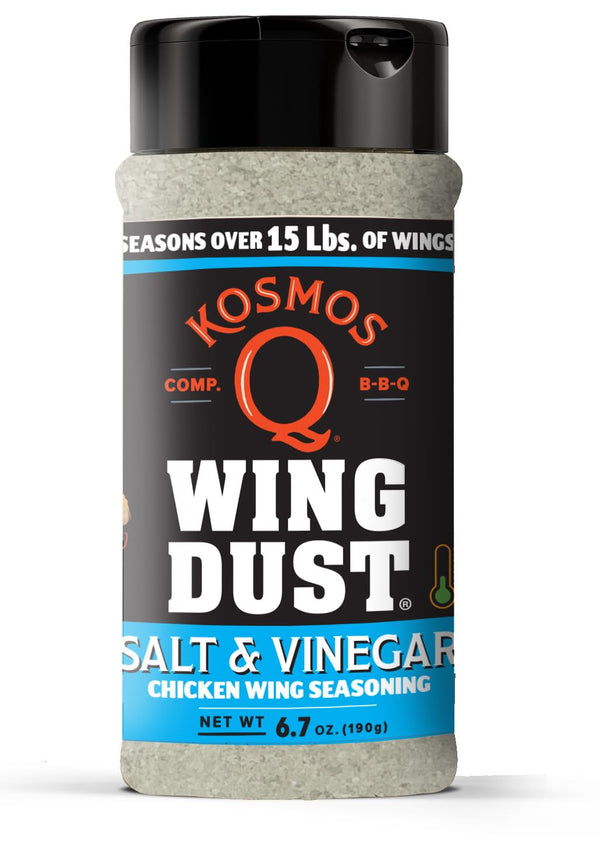 Kosmos Q Salt & Vinegar Chicken Wing Seasoning, 8 Oz Shaker Bottle, Savory & Tangy Flavor for Wings, Popcorn, Fries &