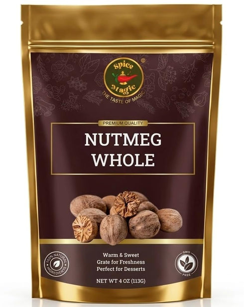 Spice Magic Nutmeg Whole 4oz (113G) | Gluten Free, Vegan and Non-GMO,