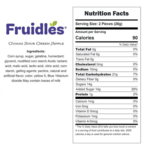 Gummi Gummies (4.4 Fruidles Frosted Sour Green Apples Candy, Delicious Sugar Coated Fruit Flavors Pounds)