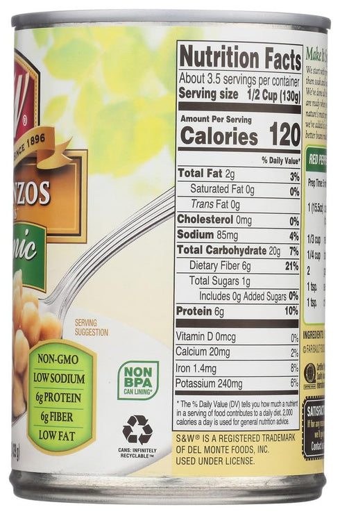 15-ounces (Pack of12) S&W Garbanzo Beans, Organic