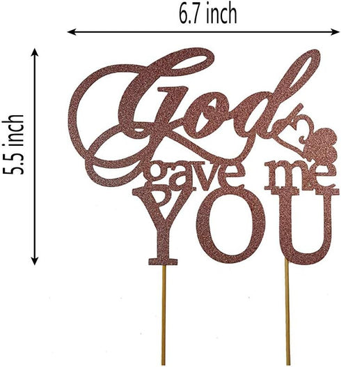 God Gave Me You Cake Topper for Wedding, Engagement, Marriage Party Decorations, Double-faced Rose Gold Glitter