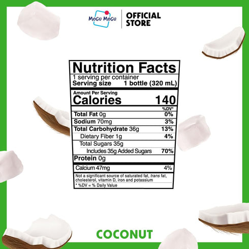 10.8oz (Pack 6) Mogu Mogu Coconut Juice Drink with Nata de Coco Refreshing Coconut Beverage with Chewy Jelly, Bottles