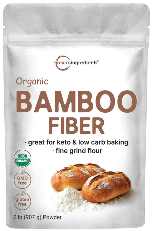 Organic Bamboo Fiber Powder, 2lbs | Fine Grind Flour for Low Carb Baking, Non-GMO & Gluten Free