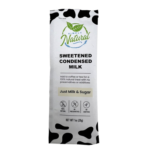 12 28 (12) Simply Natural Sweetened Condensed Milk Creamer, Single-Serve gram Sachets, Made in USA, No Additives