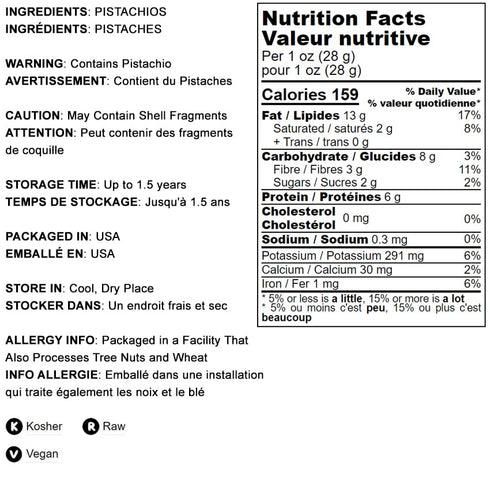 12 Packs. Food to Live No Shell Pistachios, Ounces Unsalted, Kernels, Sirtfood, Bulk. Pistachios Individual Wonderful
